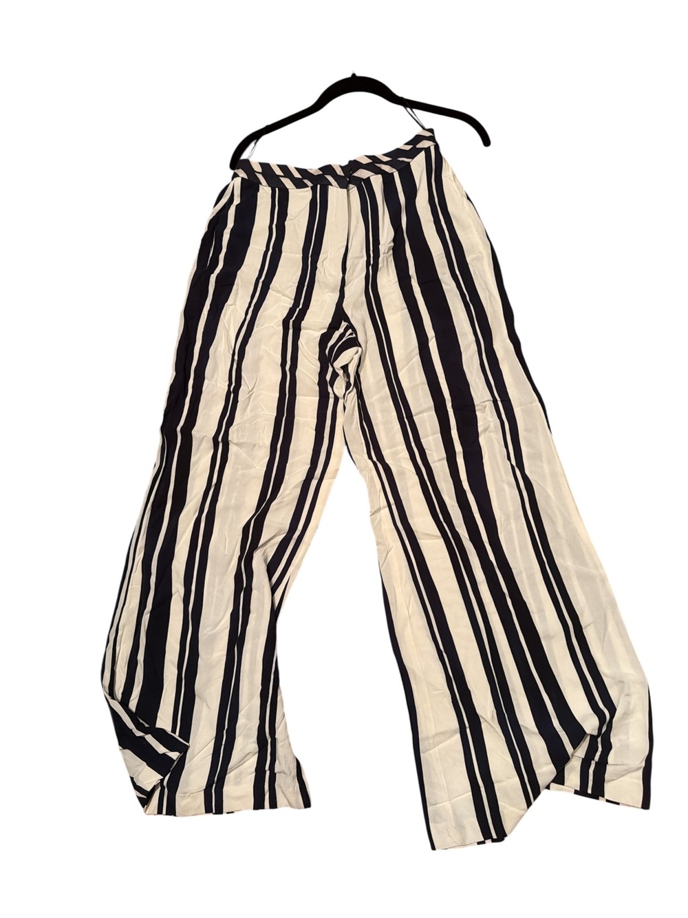 Zara Cream and Black Vertical Stripe Wide Leg Pants